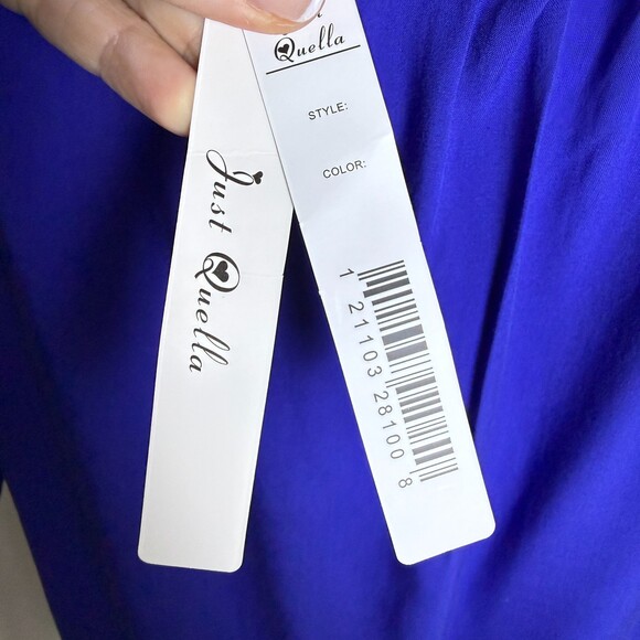 Just Quella NWT Royal Blue Mini Dress/Long Tunic, Sz L, Off the Shoulder, Sheath - Picture 12 of 15